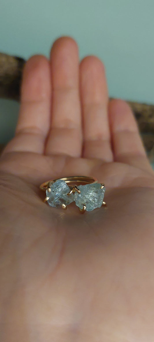 Raw Aquamarine & Gold Ring