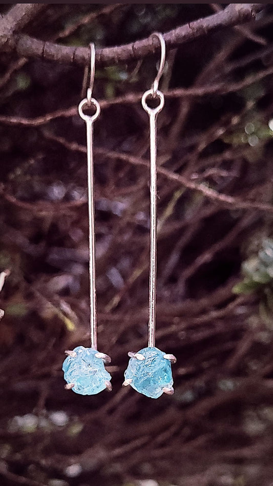 Raw Blue Apatite Drop Earrings