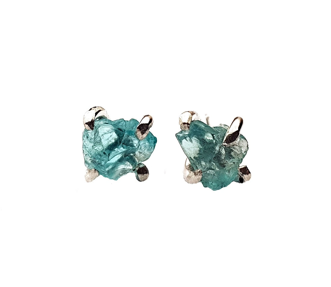 Ready to Wear Raw Blue Apatite Earrings