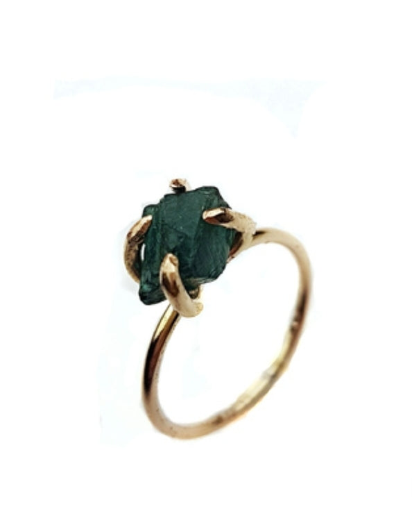 Raw Green Apatite Ring