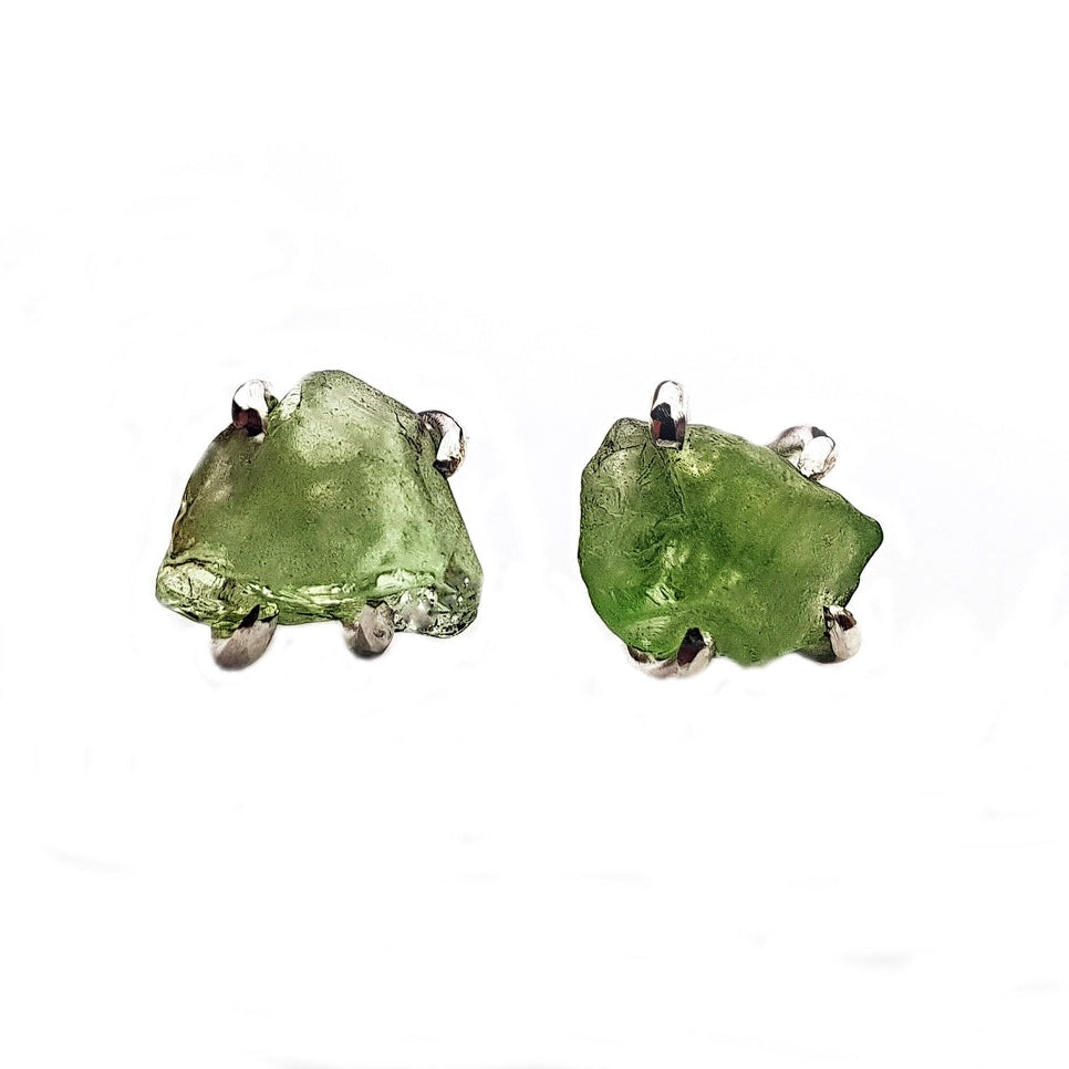 Raw Peridot Earrings