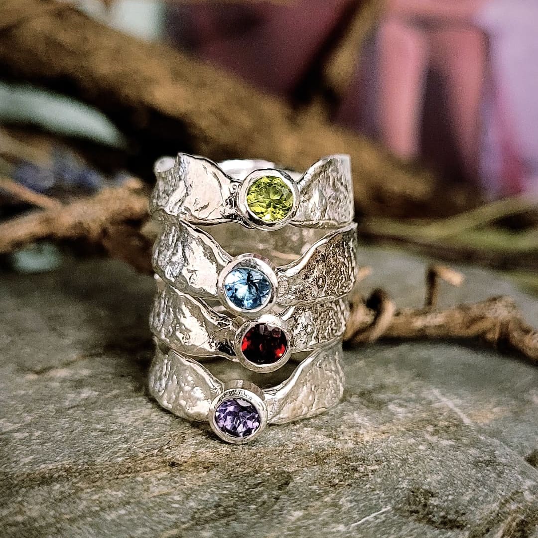 Garnet Thin Band Faerie Tale Ring