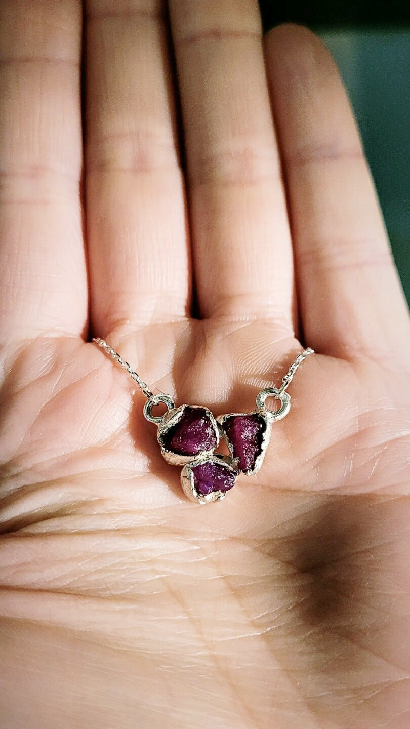 Raw Ruby Cluster Pendant