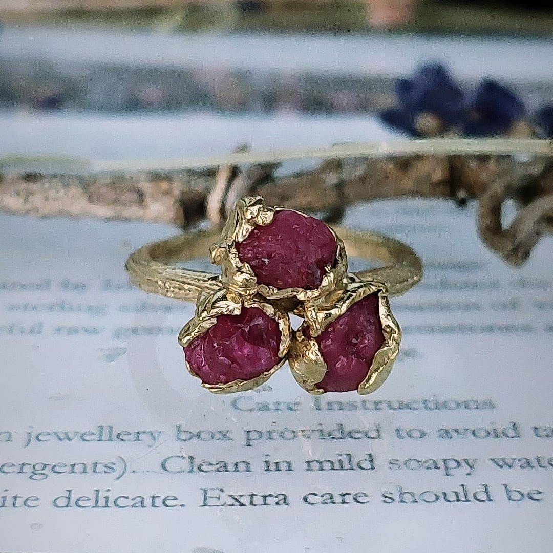 Ready to Wear Ruby Cluster Gold Ring